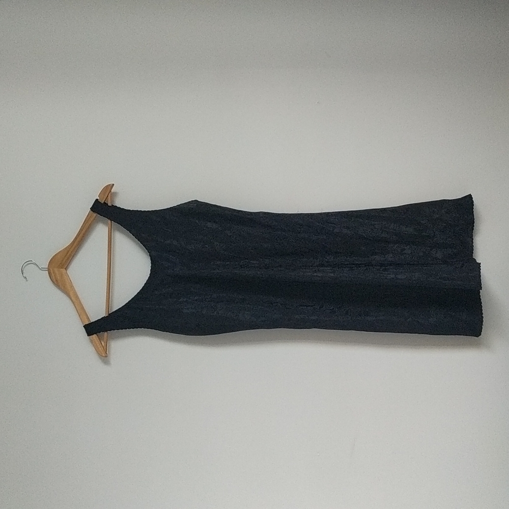 Linda Bis Vintage Black Satin Slip Dress